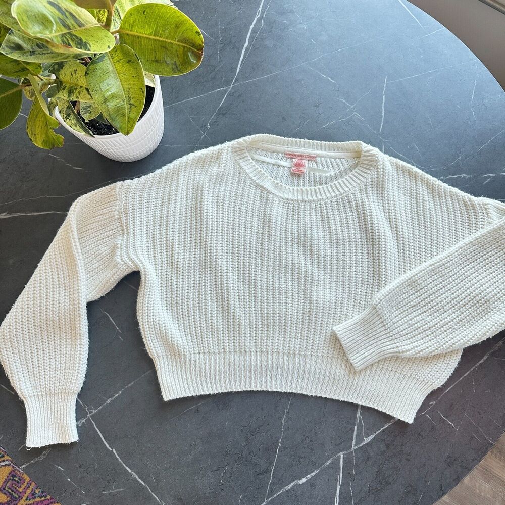Womens Urban Outfitters Soft Knit Cropped Sweater X-Small Cream